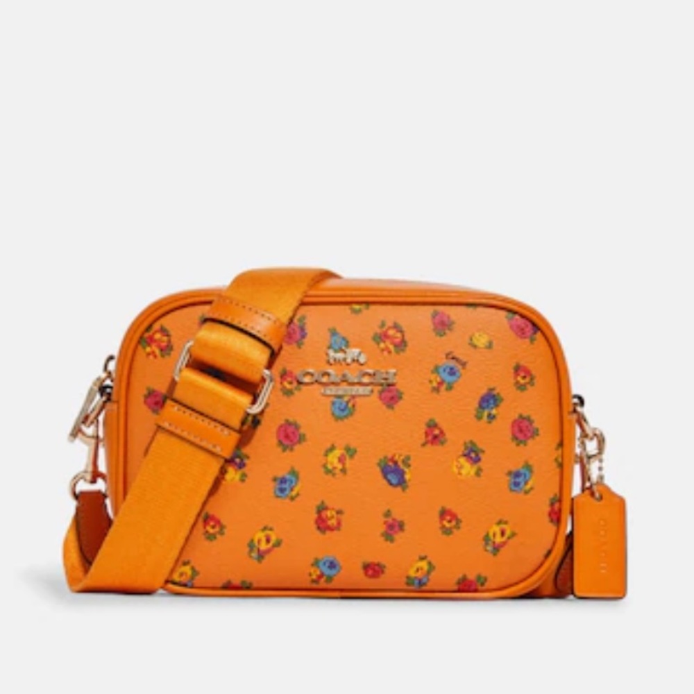 Coach Mini Jamie Camera Bag With Mini Vintage Rose Print Crossbody Bag Orange